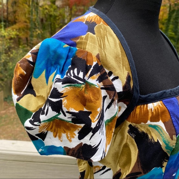 Vintage 80s Open Back Floral Peplum Wiggle Dress - Picture 6 of 11